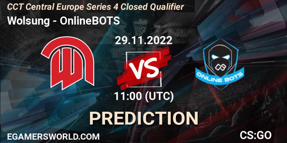 Wolsung contre OnlineBOTS : prédiction de match. 29.11.22. CS2 (CS:GO), CCT Central Europe Series 4 Closed Qualifier