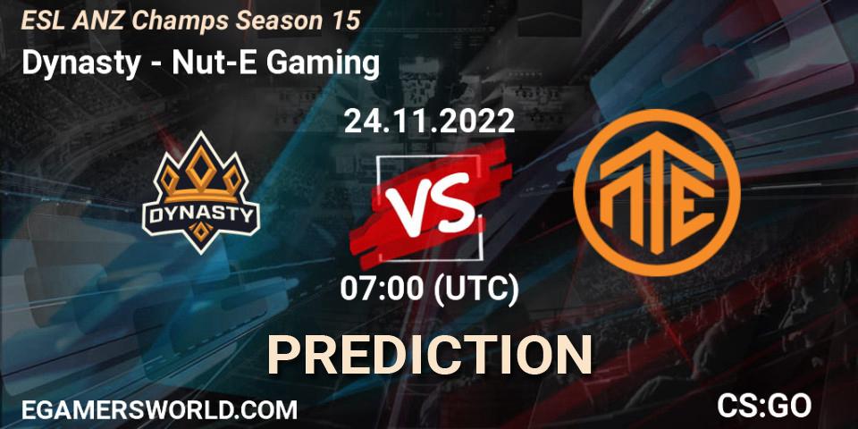 Dynasty contre Nut-E Gaming : prédiction de match. 25.11.22. CS2 (CS:GO), ESL ANZ Champs Season 15