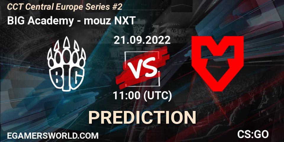 BIG Academy contre mouz NXT : prédiction de match. 21.09.2022 at 11:00. Counter-Strike (CS2), CCT Central Europe Series #2