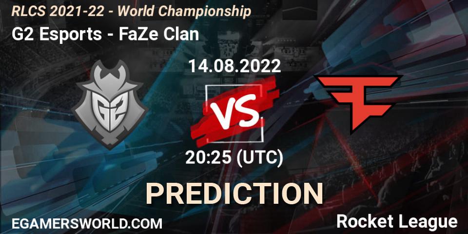 G2 Esports contre FaZe Clan : prédiction de match. 14.08.2022 at 21:00. Rocket League, RLCS 2021-22 - World Championship