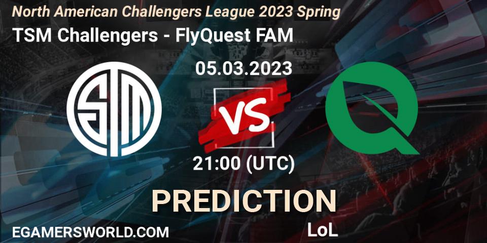 TSM Challengers contre FlyQuest FAM : prédiction de match. 05.03.23. LoL, NACL 2023 Spring - Group Stage