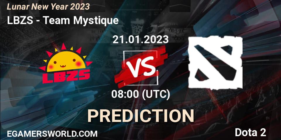 LBZS contre Team Mystique : prédiction de match. 21.01.2023 at 08:04. Dota 2, Lunar New Year 2023
