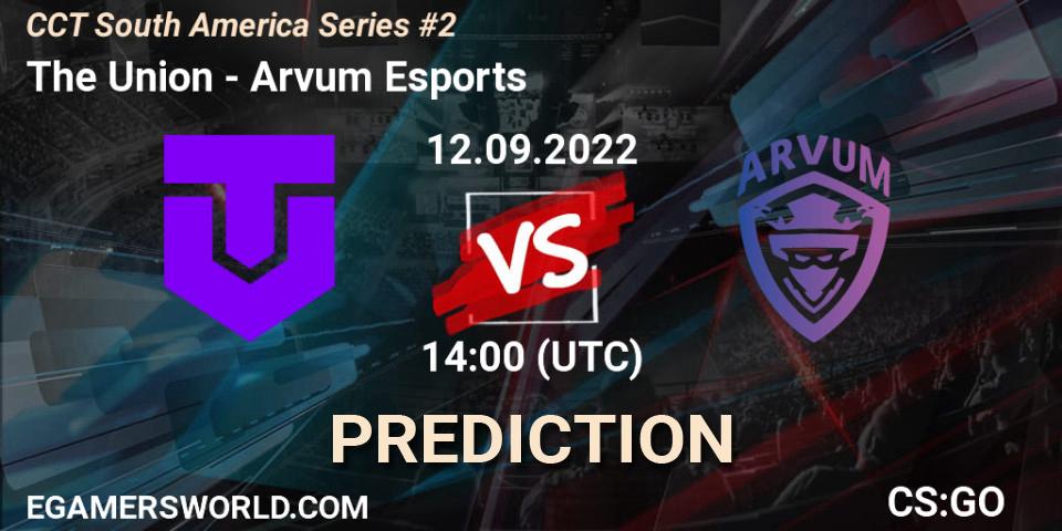 The Union contre Arvum Esports : prédiction de match. 12.09.2022 at 14:00. Counter-Strike (CS2), CCT South America Series #2