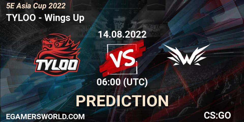 TYLOO contre Wings Up : prédiction de match. 14.08.2022 at 06:00. Counter-Strike (CS2), 5E Asia Cup 2022
