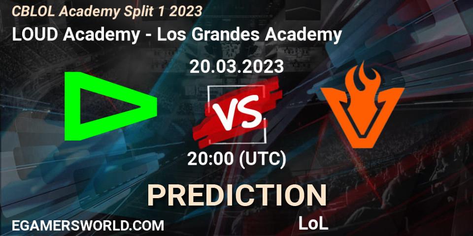 LOUD Academy contre Los Grandes Academy : prédiction de match. 20.03.2023 at 20:00. LoL, CBLOL Academy Split 1 2023