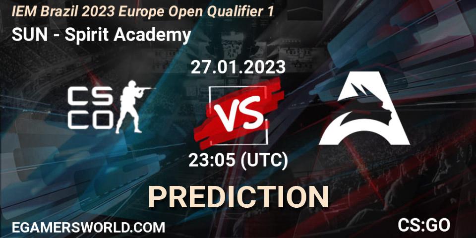 SUN contre Spirit Academy : prédiction de match. 28.01.23. CS2 (CS:GO), IEM Brazil Rio 2023 Europe Open Qualifier 1