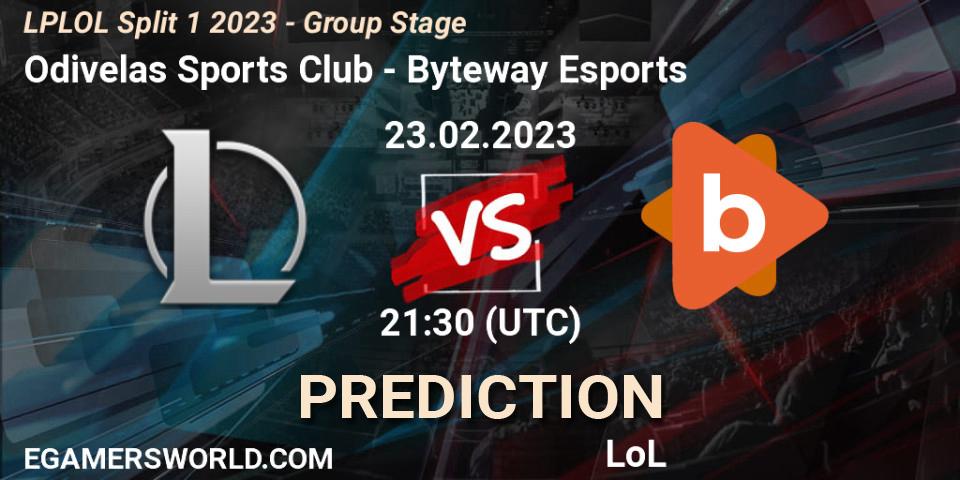 Odivelas Sports Club contre Byteway Esports : prédiction de match. 23.02.2023 at 21:30. LoL, LPLOL Split 1 2023 - Group Stage