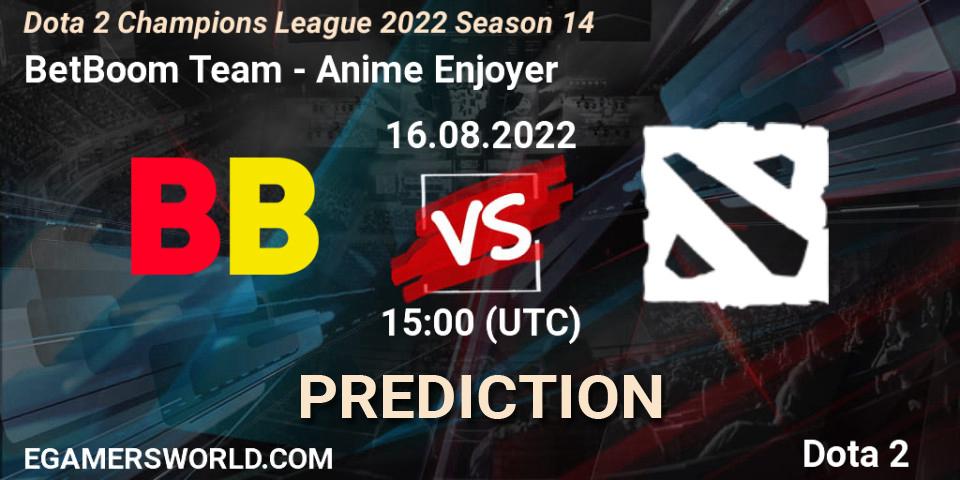 BetBoom Team contre Anime Enjoyer : prédiction de match. 16.08.2022 at 15:17. Dota 2, Dota 2 Champions League 2022 Season 14