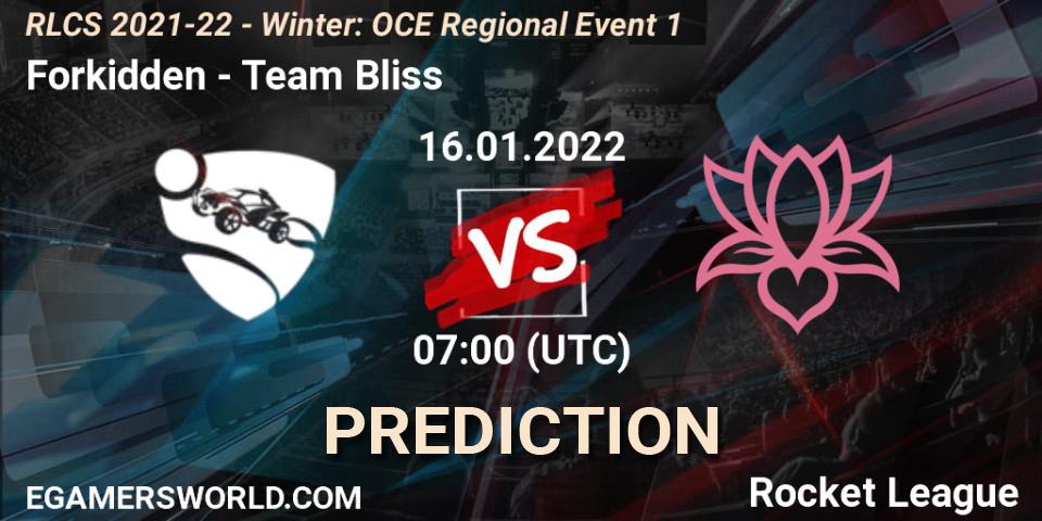 Forkidden contre Team Bliss : prédiction de match. 16.01.22. Rocket League, RLCS 2021-22 - Winter: OCE Regional Event 1