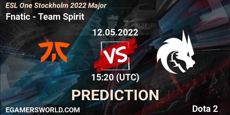 Fnatic contre Team Spirit : prédiction de match. 12.05.2022 at 15:50. Dota 2, ESL One Stockholm 2022 Major