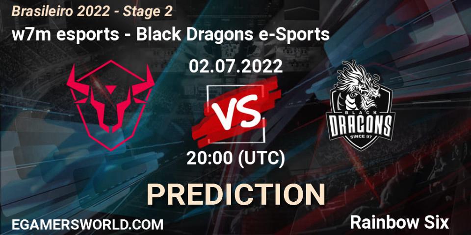 w7m esports contre Black Dragons e-Sports : prédiction de match. 02.07.2022 at 20:00. Rainbow Six, Brasileirão 2022 - Stage 2