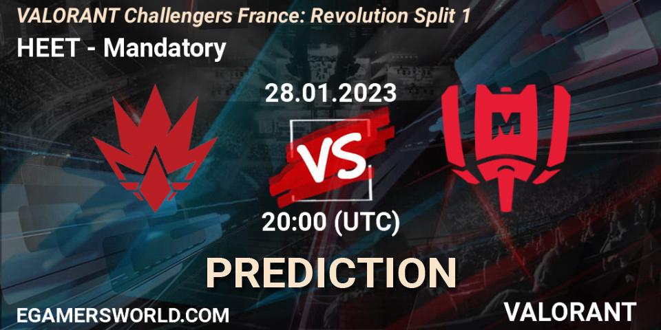 HEET contre Mandatory : prédiction de match. 28.01.23. VALORANT, VALORANT Challengers 2023 France: Revolution Split 1