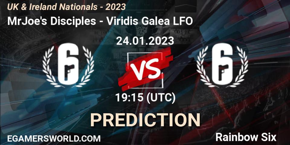 MrJoe's Disciples contre Viridis Galea LFO : prédiction de match. 24.01.2023 at 19:15. Rainbow Six, UK & Ireland Nationals - 2023