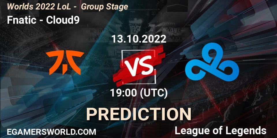 Fnatic contre Cloud9 : prédiction de match. 13.10.22. LoL, Worlds 2022 LoL - Group Stage