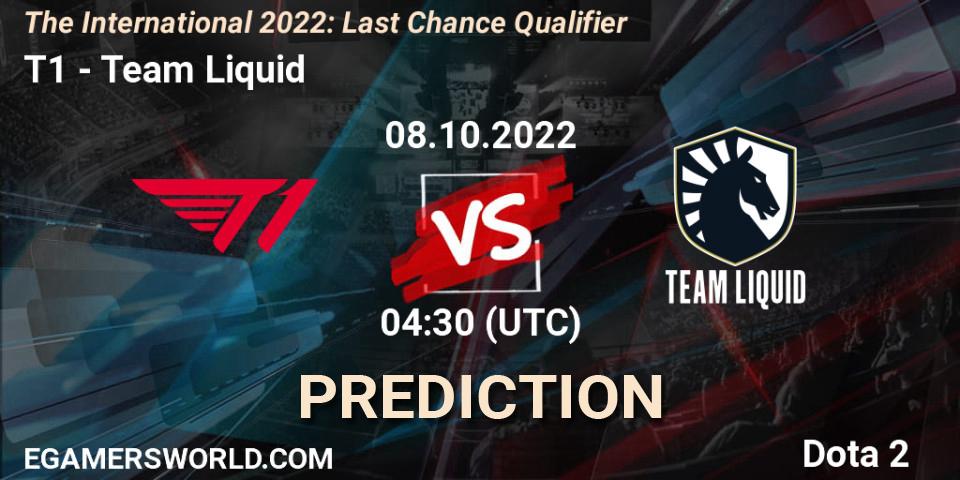 T1 contre Team Liquid : prédiction de match. 08.10.22. Dota 2, The International 2022: Last Chance Qualifier
