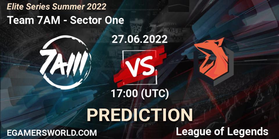 Team 7AM contre Sector One : prédiction de match. 27.06.2022 at 17:00. LoL, Elite Series Summer 2022
