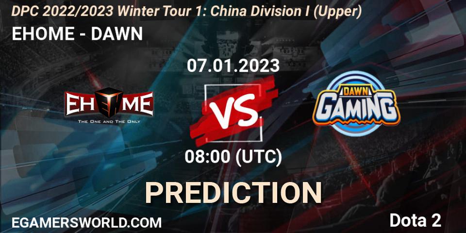 EHOME contre DAWN : prédiction de match. 07.01.23. Dota 2, DPC 2022/2023 Winter Tour 1: CN Division I (Upper)