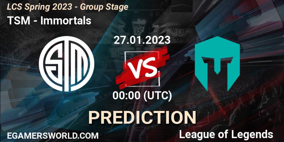 TSM contre Immortals : prédiction de match. 27.01.23. LoL, LCS Spring 2023 - Group Stage