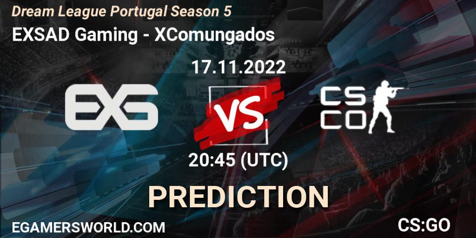EXSAD Gaming contre XComungados : prédiction de match. 17.11.2022 at 20:45. Counter-Strike (CS2), Dream League Portugal Season 5