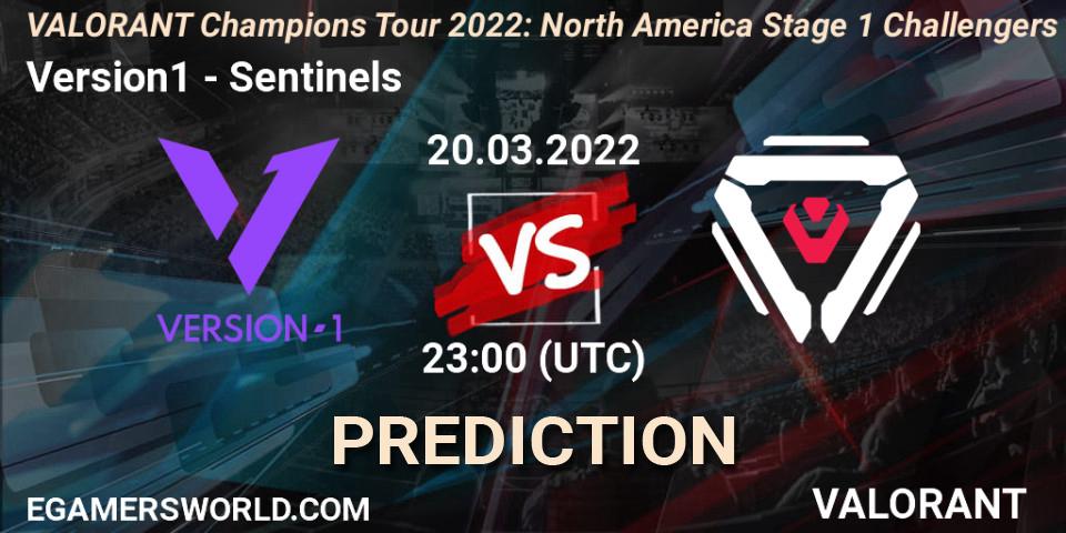 Version1 contre Sentinels : prédiction de match. 20.03.2022 at 23:00. VALORANT, VCT 2022: North America Stage 1 Challengers