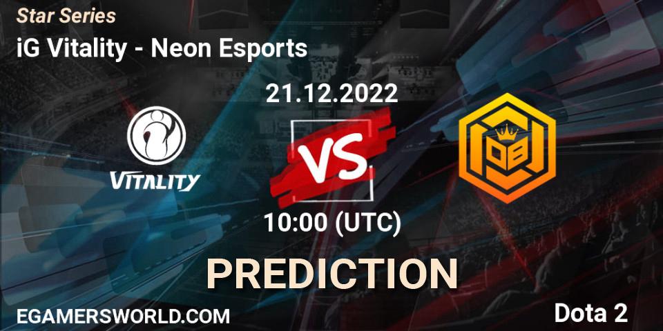 iG Vitality contre Neon Esports : prédiction de match. 21.12.2022 at 10:28. Dota 2, Star Series