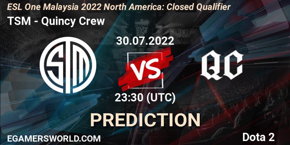 TSM contre Quincy Crew : prédiction de match. 30.07.22. Dota 2, ESL One Malaysia 2022 North America: Closed Qualifier