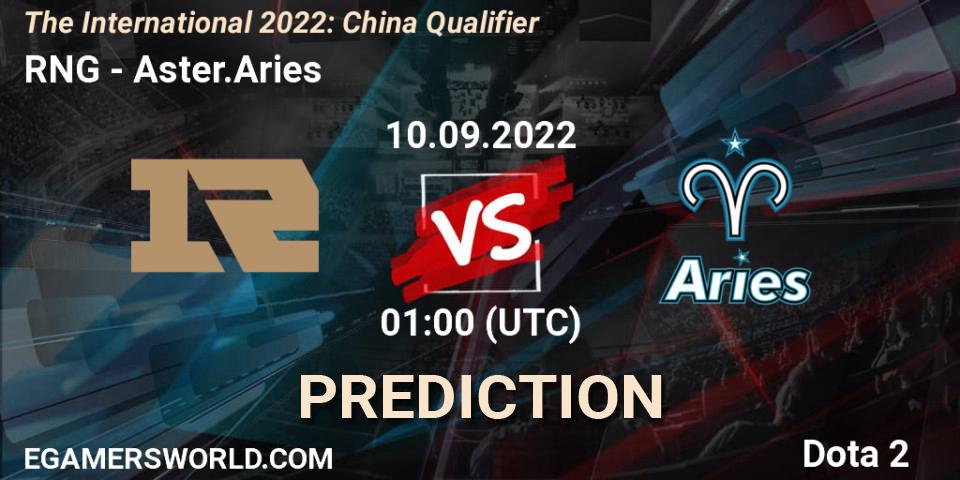 RNG contre Aster.Aries : prédiction de match. 10.09.22. Dota 2, The International 2022: China Qualifier