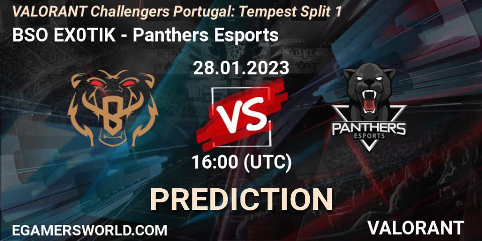 BSO EX0TIK contre Panthers Esports : prédiction de match. 28.01.23. VALORANT, VALORANT Challengers 2023 Portugal: Tempest Split 1