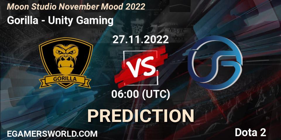 Gorilla contre Unity Gaming : prédiction de match. 27.11.22. Dota 2, Moon Studio November Mood 2022