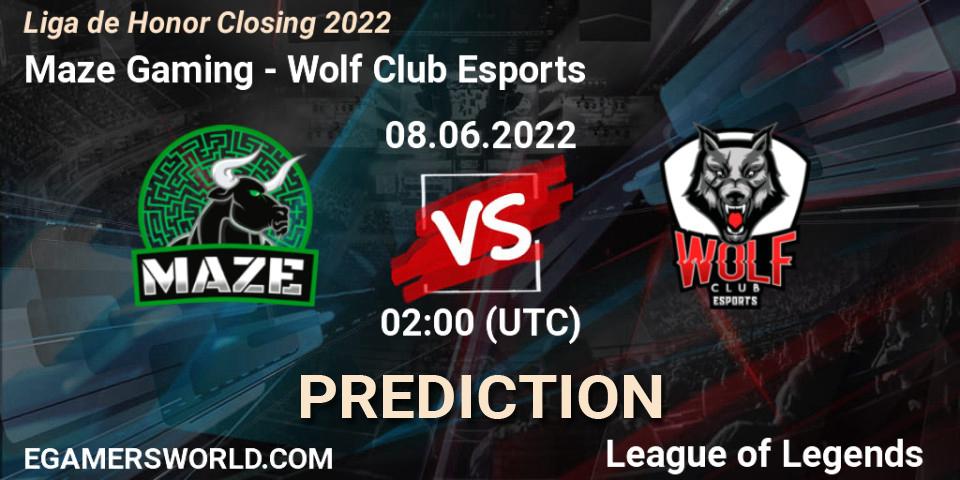 Maze Gaming contre Wolf Club Esports : prédiction de match. 08.06.2022 at 02:00. LoL, Liga de Honor Closing 2022