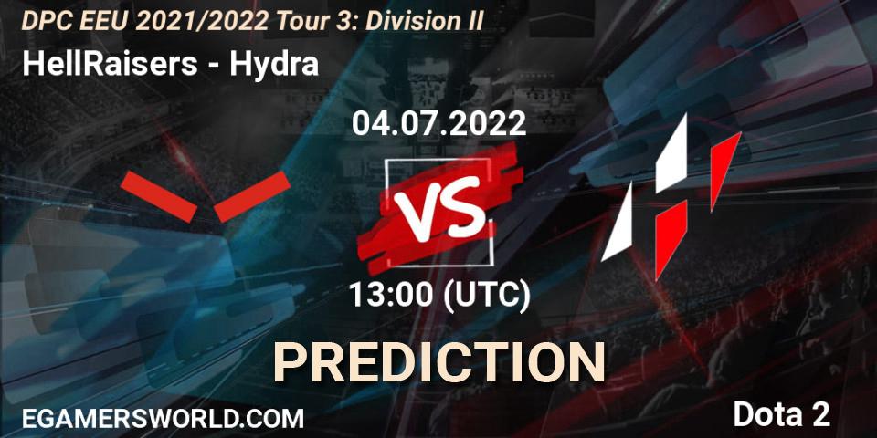HellRaisers contre Hydra : prédiction de match. 04.07.22. Dota 2, DPC EEU 2021/2022 Tour 3: Division II