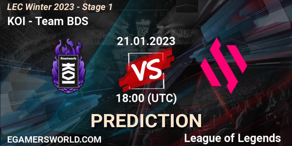 KOI contre Team BDS : prédiction de match. 21.01.2023 at 18:00. LoL, LEC Winter 2023 - Stage 1