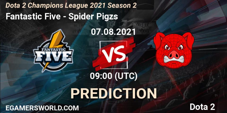 Fantastic Five contre Spider Pigzs : prédiction de match. 09.08.2021 at 09:47. Dota 2, Dota 2 Champions League 2021 Season 2