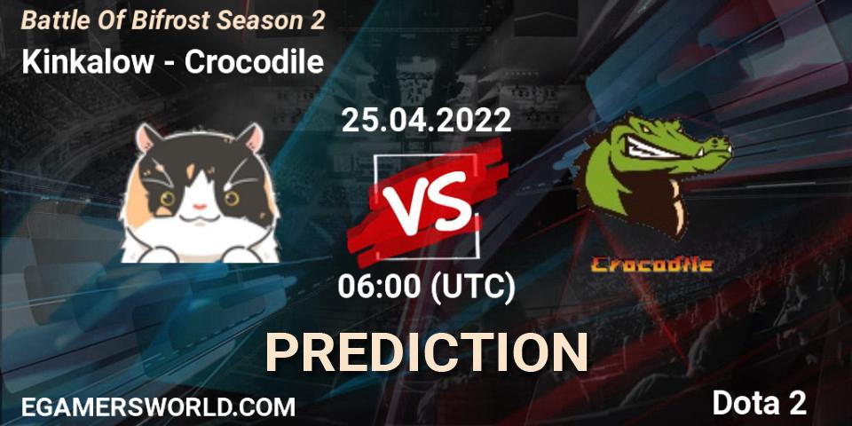 Kinkalow contre Crocodile : prédiction de match. 25.04.2022 at 07:05. Dota 2, Battle Of Bifrost Season 2