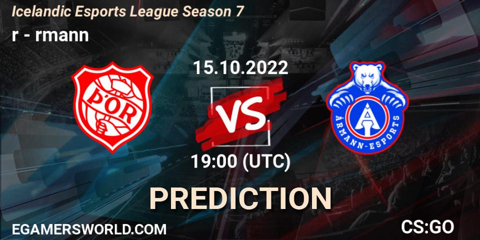 Þór contre Ármann : prédiction de match. 15.10.2022 at 19:00. Counter-Strike (CS2), Icelandic Esports League Season 7