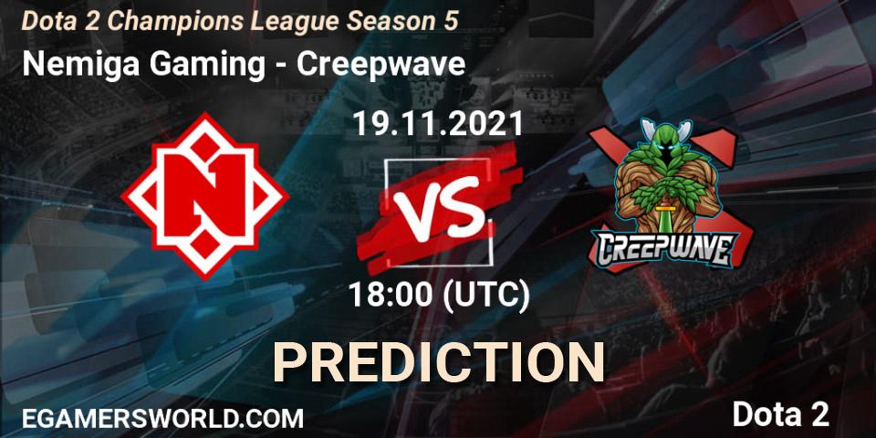 Nemiga Gaming contre Creepwave : prédiction de match. 19.11.2021 at 18:00. Dota 2, Dota 2 Champions League 2021 Season 5