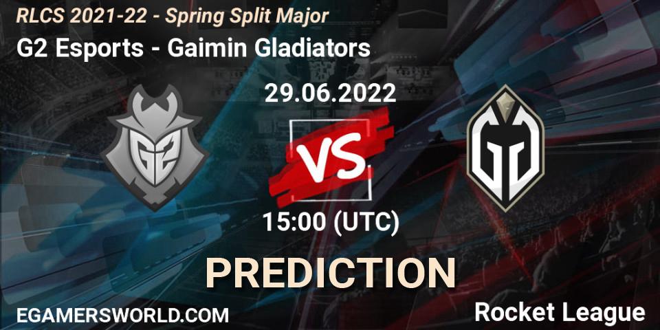 G2 Esports contre Gaimin Gladiators : prédiction de match. 29.06.2022 at 15:00. Rocket League, RLCS 2021-22 - Spring Split Major