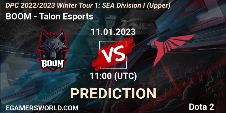 BOOM contre Talon Esports : prédiction de match. 11.01.2023 at 11:00. Dota 2, DPC 2022/2023 Winter Tour 1: SEA Division I (Upper)