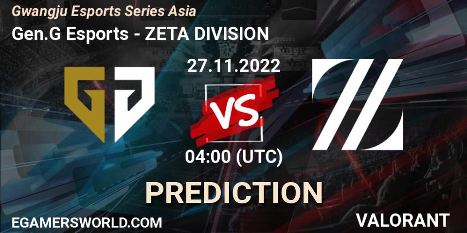 Gen.G Esports contre ZETA DIVISION : prédiction de match. 27.11.22. VALORANT, Gwangju Esports Series Asia
