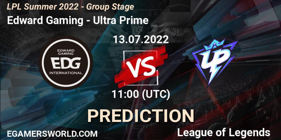 Edward Gaming contre Ultra Prime : prédiction de match. 13.07.2022 at 11:45. LoL, LPL Summer 2022 - Group Stage