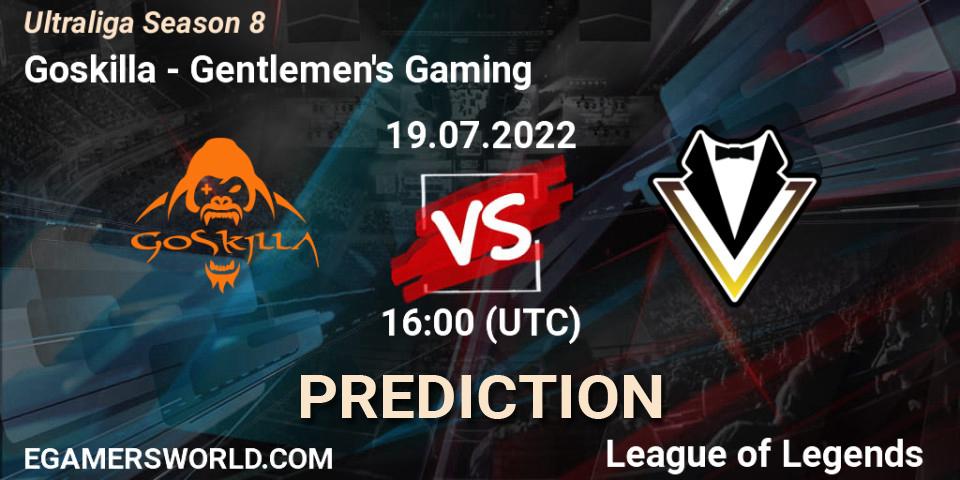 Goskilla contre Gentlemen's Gaming : prédiction de match. 19.07.2022 at 16:00. LoL, Ultraliga Season 8