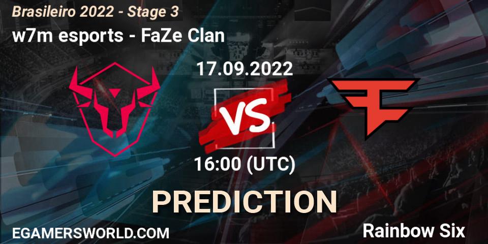 w7m esports contre FaZe Clan : prédiction de match. 17.09.2022 at 16:00. Rainbow Six, Brasileirão 2022 - Stage 3