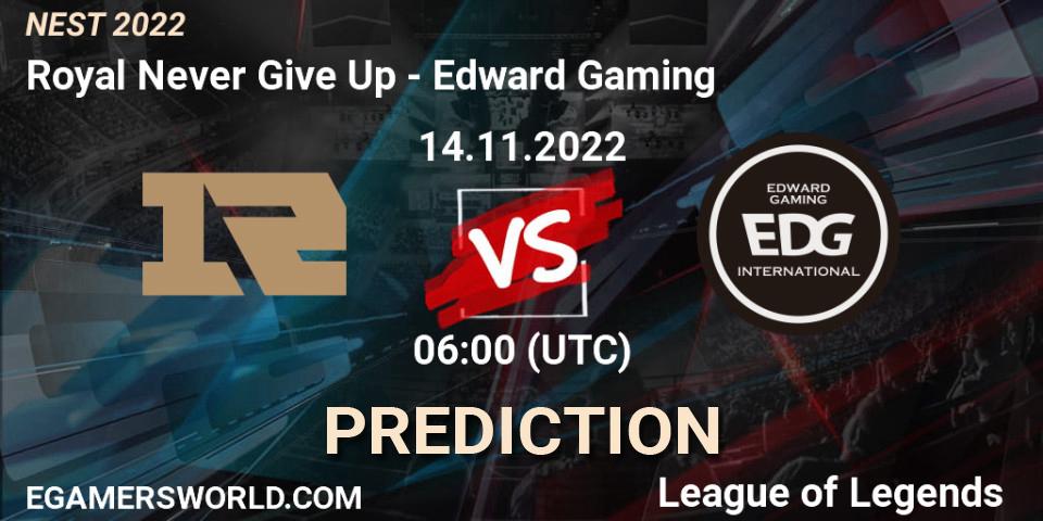 Royal Never Give Up contre Edward Gaming : prédiction de match. 14.11.22. LoL, NEST 2022