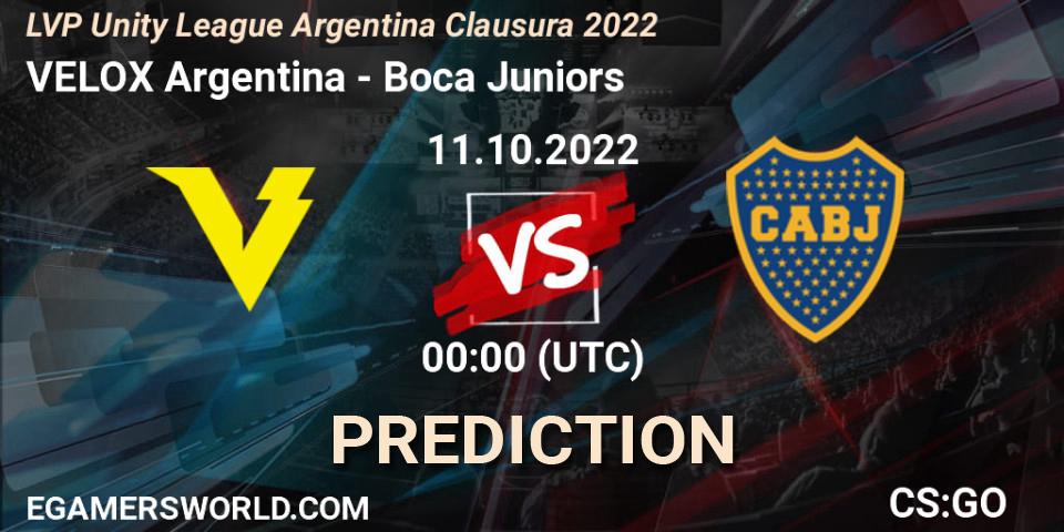 VELOX Argentina contre Boca Juniors : prédiction de match. 11.10.2022 at 00:00. Counter-Strike (CS2), LVP Unity League Argentina Clausura 2022