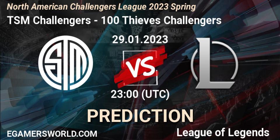TSM Challengers contre 100 Thieves Challengers : prédiction de match. 29.01.23. LoL, NACL 2023 Spring - Group Stage