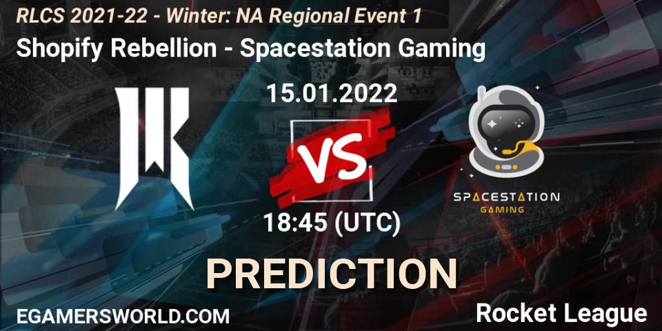 Shopify Rebellion contre Spacestation Gaming : prédiction de match. 15.01.22. Rocket League, RLCS 2021-22 - Winter: NA Regional Event 1