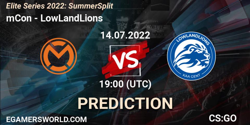 mCon contre LowLandLions : prédiction de match. 14.07.2022 at 19:00. Counter-Strike (CS2), Elite Series 2022: Summer Split
