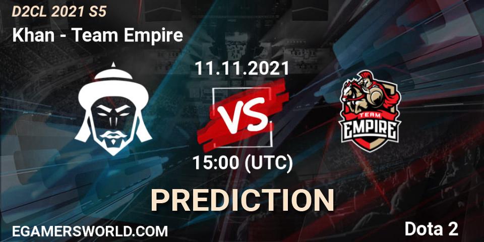 Khan contre Team Empire : prédiction de match. 11.11.21. Dota 2, Dota 2 Champions League 2021 Season 5