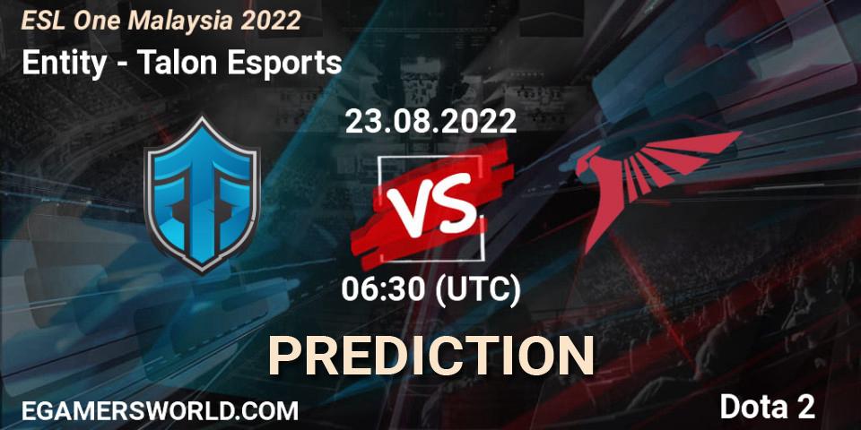 Entity contre Talon Esports : prédiction de match. 23.08.22. Dota 2, ESL One Malaysia 2022
