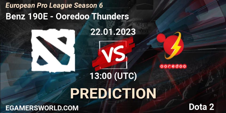 Benz 190E contre Ooredoo Thunders : prédiction de match. 22.01.23. Dota 2, European Pro League Season 6